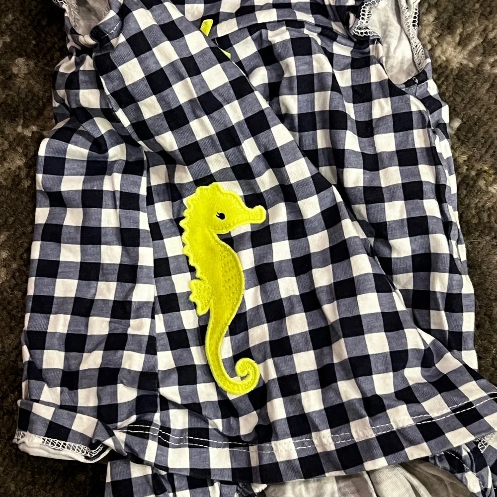 Blue and White Checkered Kids Romper